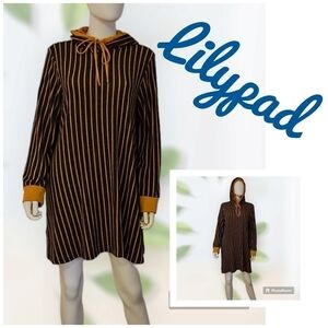 LILYPAD Mustard Yellow Striped Hoodie Lounge Mini Dress